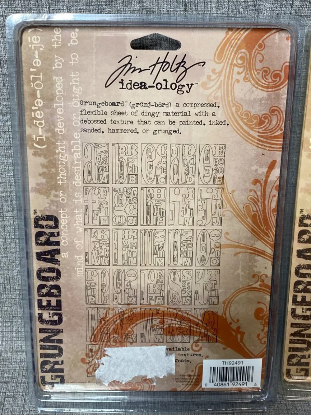 NEW Tim Holtz Idea-ology Grungeboard Swirls Alphabet 9 Fonts & Plain Shapes